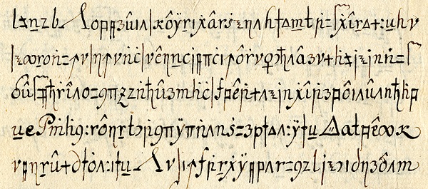 Portion of page 76 of the Copiale Cipher
