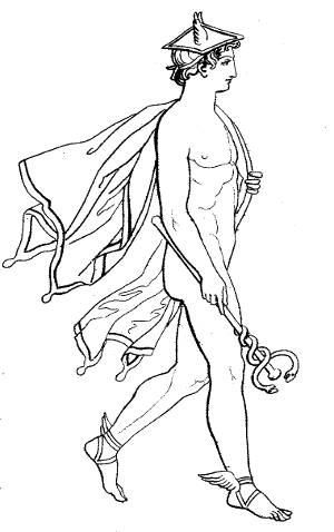 John Flaxman illustration of Hermes from Homer's Odyssey.