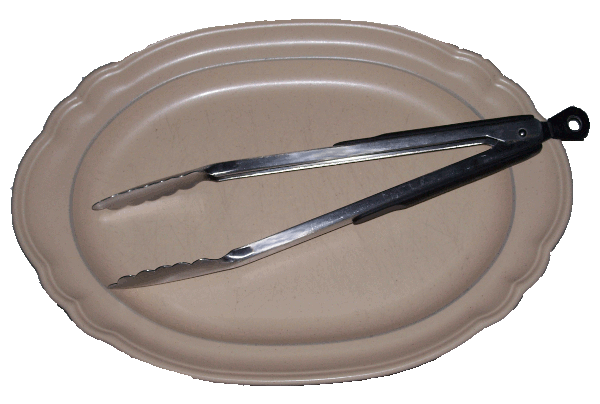 Food tongs with platter