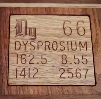 Dysprosium compartment of the Periodic Table Table