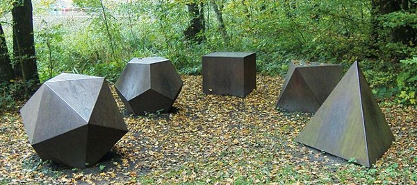 Platonic solid sculptures in Steinfurt, Germany