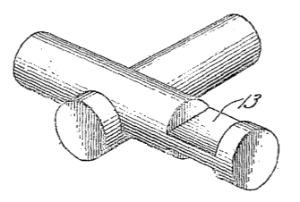 Figure five of US Patent No. 1,351,086, 'Toy Cabin Construction,' by J. L. Wright (August 31, 1920)