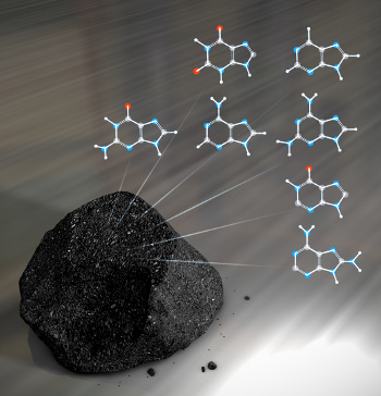 Artist's conception of DNA from a meteorite
