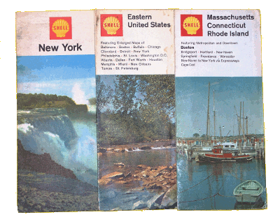 Shell Oil road maps, circa 1970.
