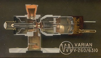 Cutaway of a Varian V-260 reflex klystron