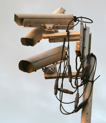 Surveillance cameras.