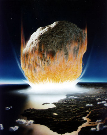 Artist's depiction of a meteor impact.