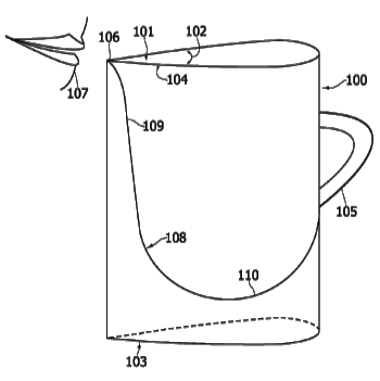 Fig.1 of US Patent No. 8,074,827, 'Beverage cup for drinking use in spacecraft or weightless environments,' by Donald Roy Pettit, Mark Milton Weislogel, Paul Concus and Robert Finn, Dec 13, 2011