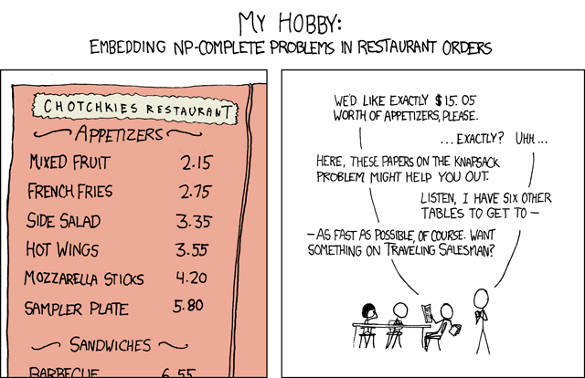 NP Complete, xkcd comic no. 287