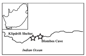 Klipdrift Shelter and Blombos Cave locations