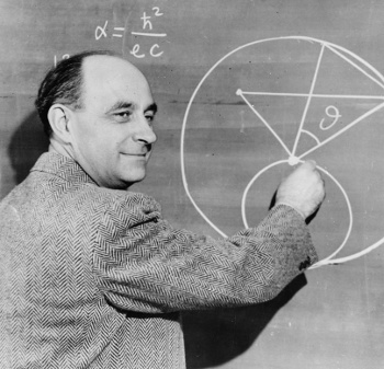 Enrico Fermi at a blackboard