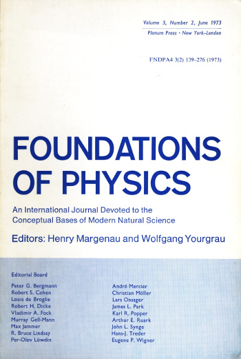 Cover of Foundations of Physics, vol. 3, no. 2 (June, 1973)