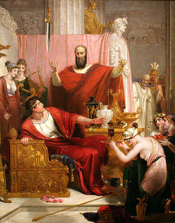 Sword of Damocles, oil painting on canvas, 1812, Richard Westall