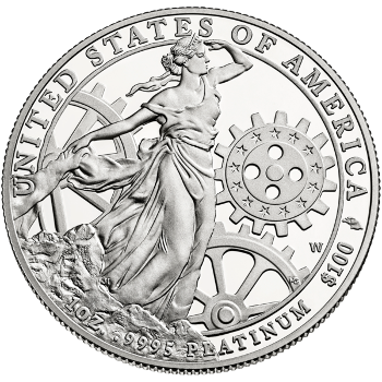 Reverse image of an American Platinum Eagle coin