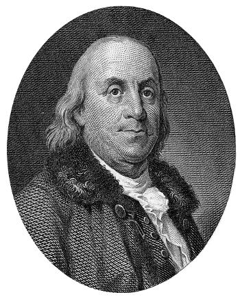 Engraved portrait of Benjamin Franklin