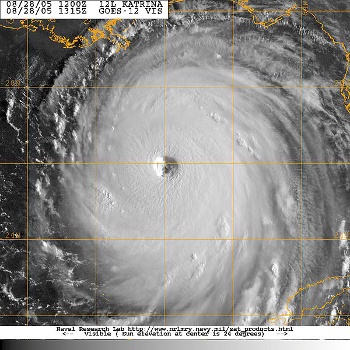 Hurricane Katrina, at 12:00 UTC, August 28, 2005.