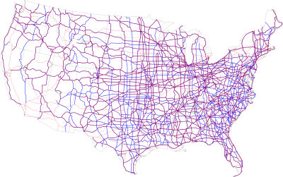 Map of US highways.