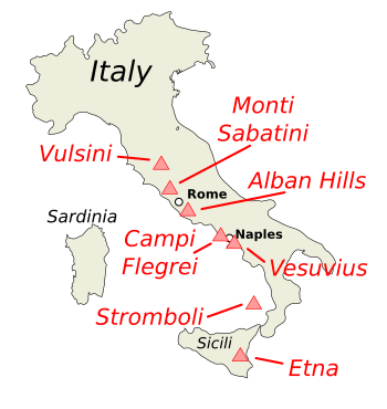 Volcanic sites in Italy