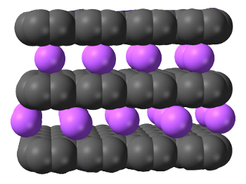 Graphite intercalated with potassium ions