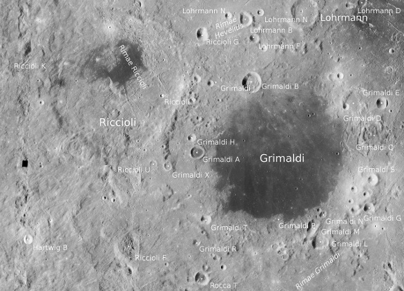 Lunar craters Riccioli and Grimaldi