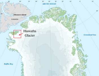 Location of Hiawatha Glacier in northern Greenland
