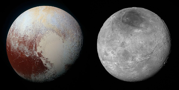 Pluto and Charon, as imaged by the New Horizons spacecraft.