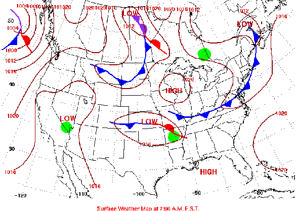 US weather map for July 19, 2003