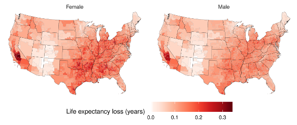 Life expectancy loss from fine particulate matter emissions