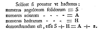Euler's polyhedron formula in Latin