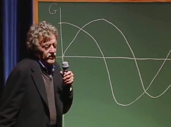 Kurt Vonnegut explaining story arcs at Case Western Reserve University in 2004