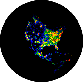 Map of North American light pollution (NOAA)