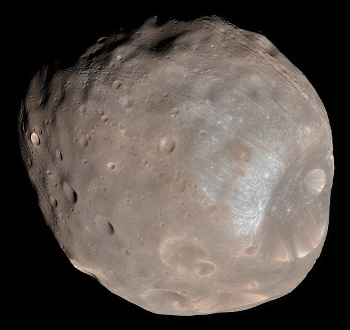A color image of Matian moon Phobos