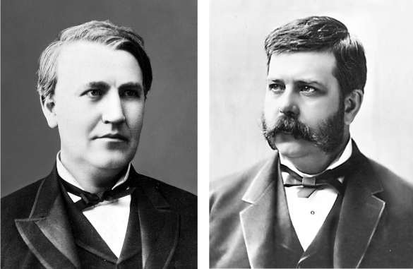 Thomas Edison and George Westinghouse around the time of the war of the currents