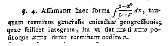 Proposition 4 from De summatione innumerabilium progressionum (1738) by Leonhard Euler