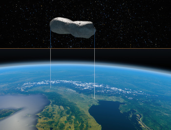 Size comparison of asteroid Kleopatra with northern Italy