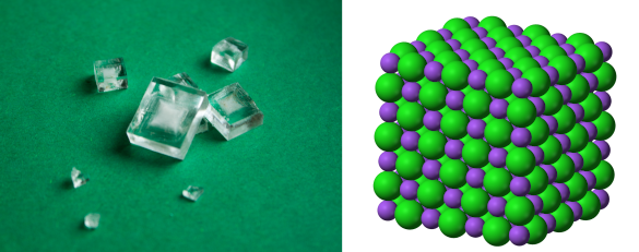Halite crystals and the NaCl crystal structure