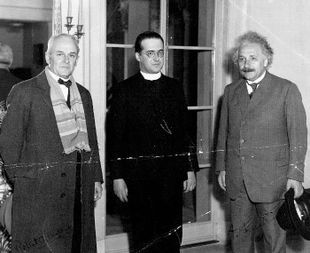 Robert A. Millikan, Georges Lemaître, and Albert Einstein in 1933