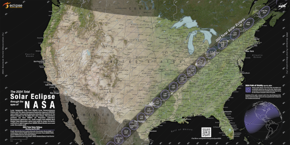 Path of totality for solar eclipse of April 8, 2024