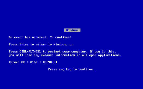 Windows 95-97 Blue Screen of Death