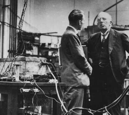 Ernest Rutherford in conversation with Ernest Walton